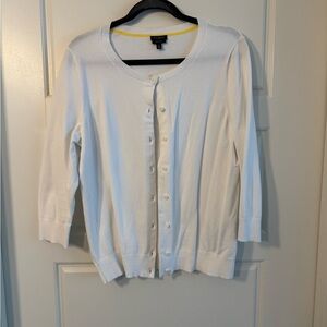 Talbots white Cardigan with Sunny Trim